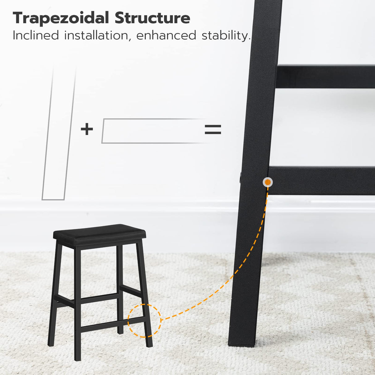 HOOBRO Bar Stools, 24" Set of 2 Bar Chairs, PU Leather Upholstered Breakfast Stools, Easy Assembly, Suitable for Kitchen, Bar, Dining Room, Black BB01MD01 HOOBRO