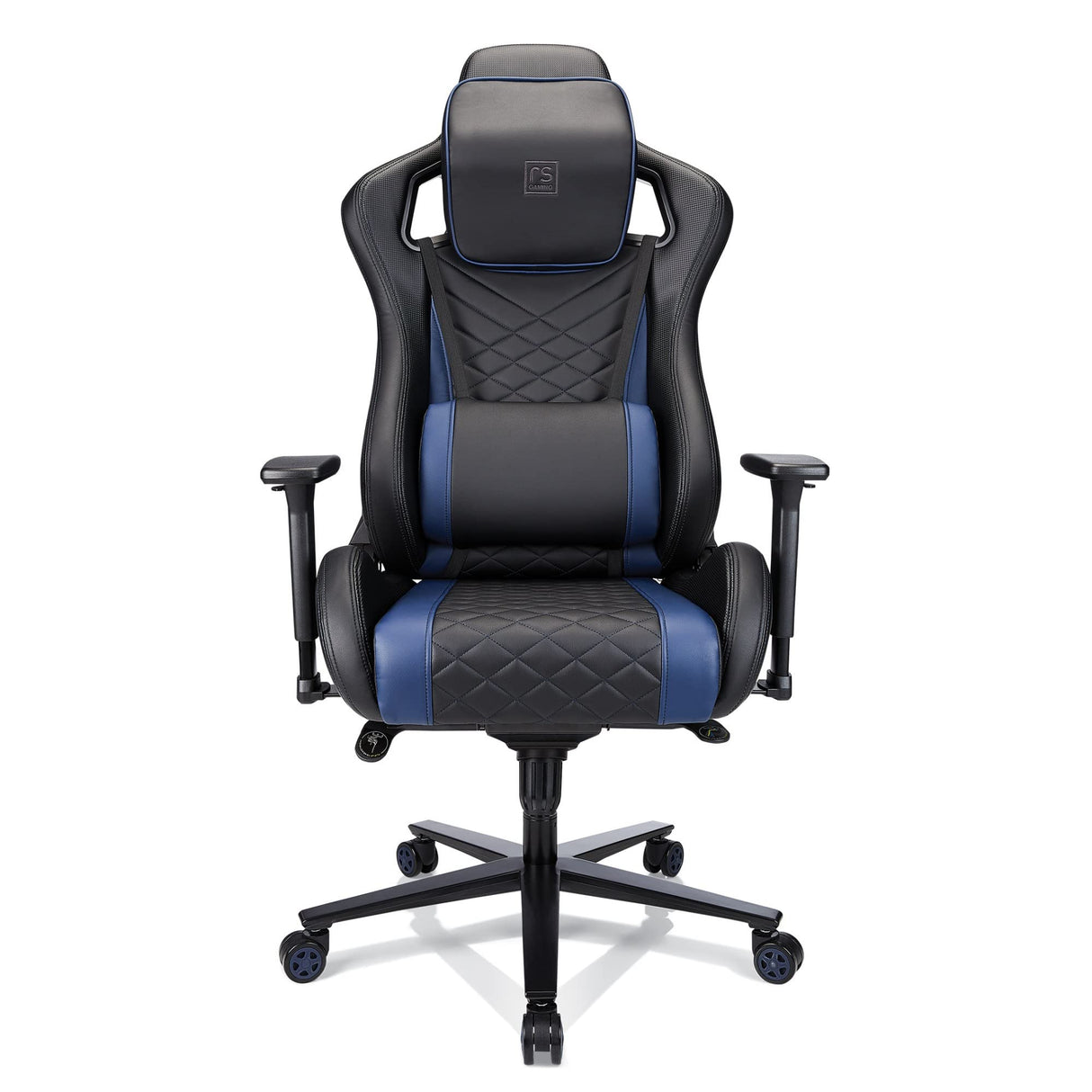 RS Gaming™ Davanti Vegan Leather High-Back Gaming Office Chair, Black/Blue, BIFMA Compliant Realspace