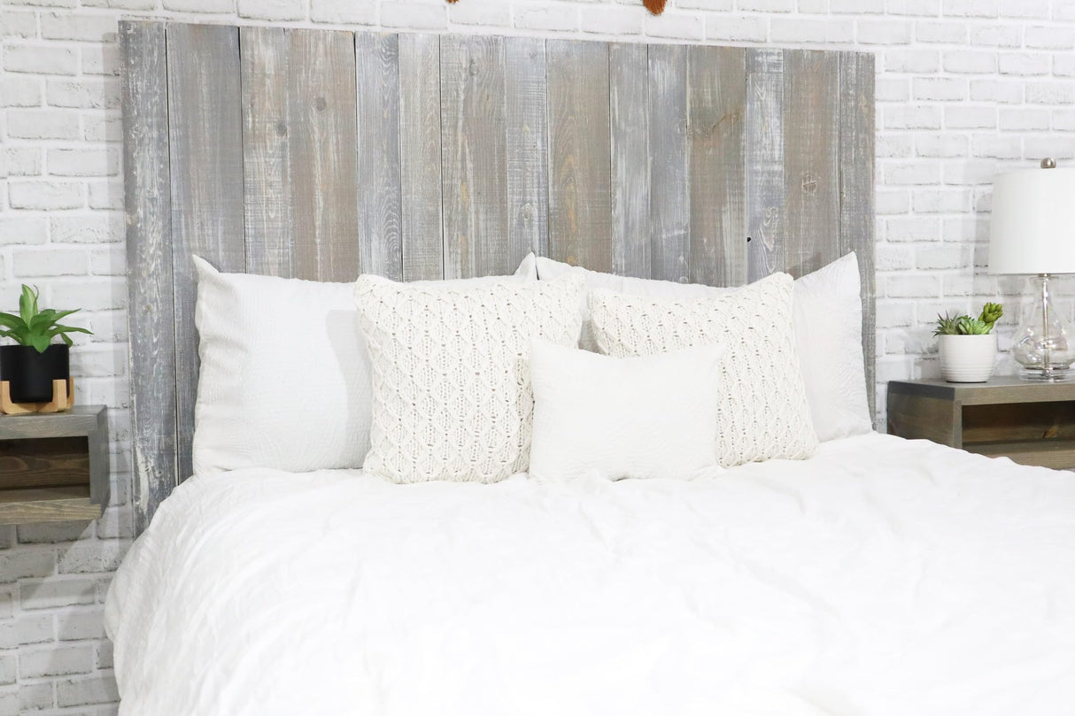 Barn Walls Graywash Floating Headboard - Handcrafted Farmhouse Design with Adjustable Height for Queen Size Beds Barn Walls