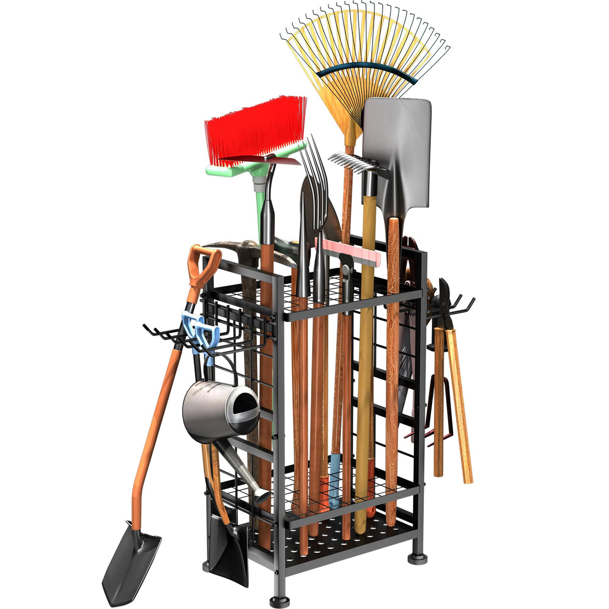 3 Tier Garden Tool Organizer, Garage Storage and Organization, Metal Yard Tools Storage up to 78 Tools, Heavy Duty Garden Tool Organizer for Garage, Yard, Patio, Shed, Indoors and Outdoors, Black GIOTORENT