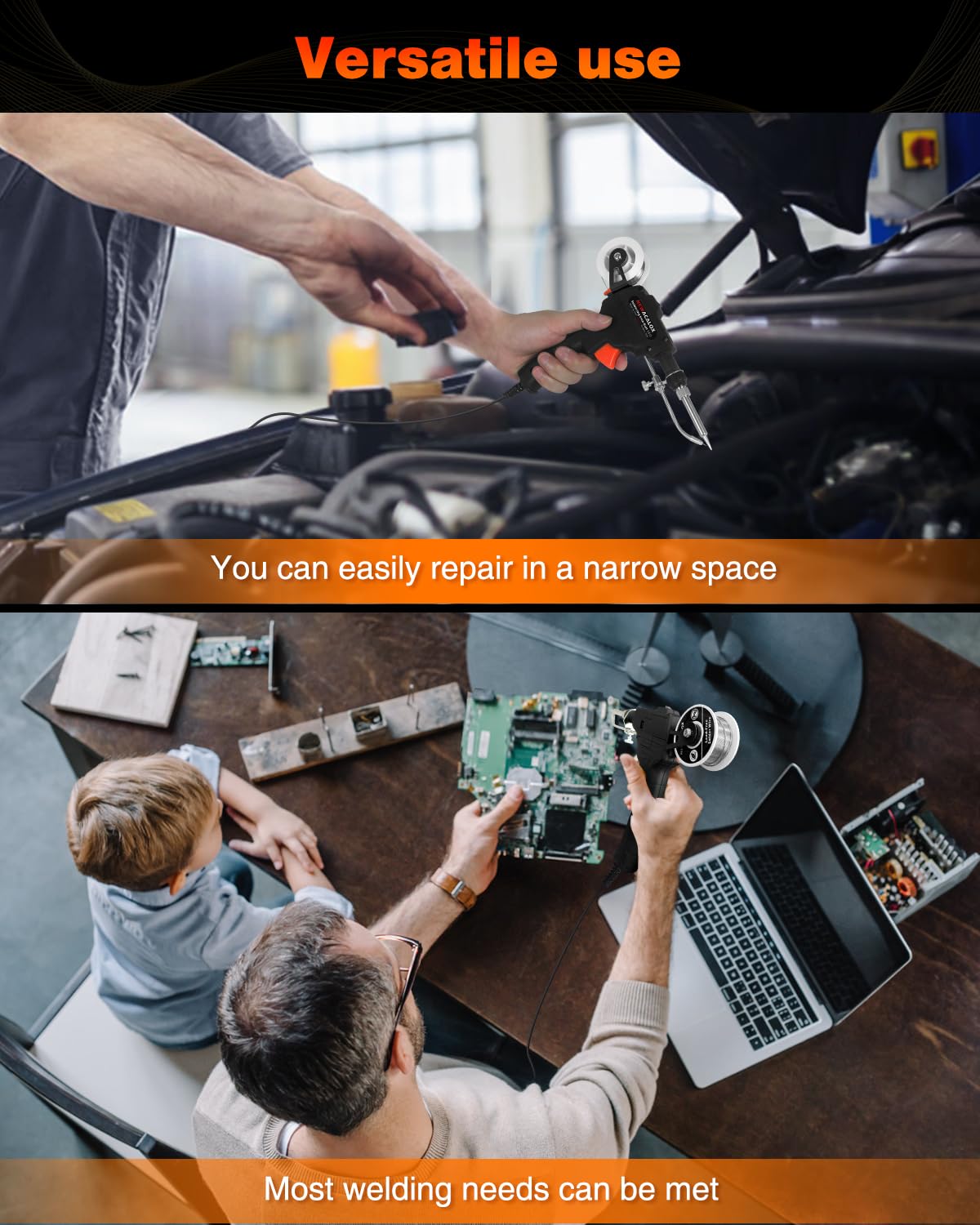 Soldering Iron Kit, NEWACALOX Soldering Gun Automatic Hand-held Solder gun Iron Kit Welding Tool, Desoldering Pump, Tweezers for Circuit Board, Home DIY, Electronic Repair NEWACALOX