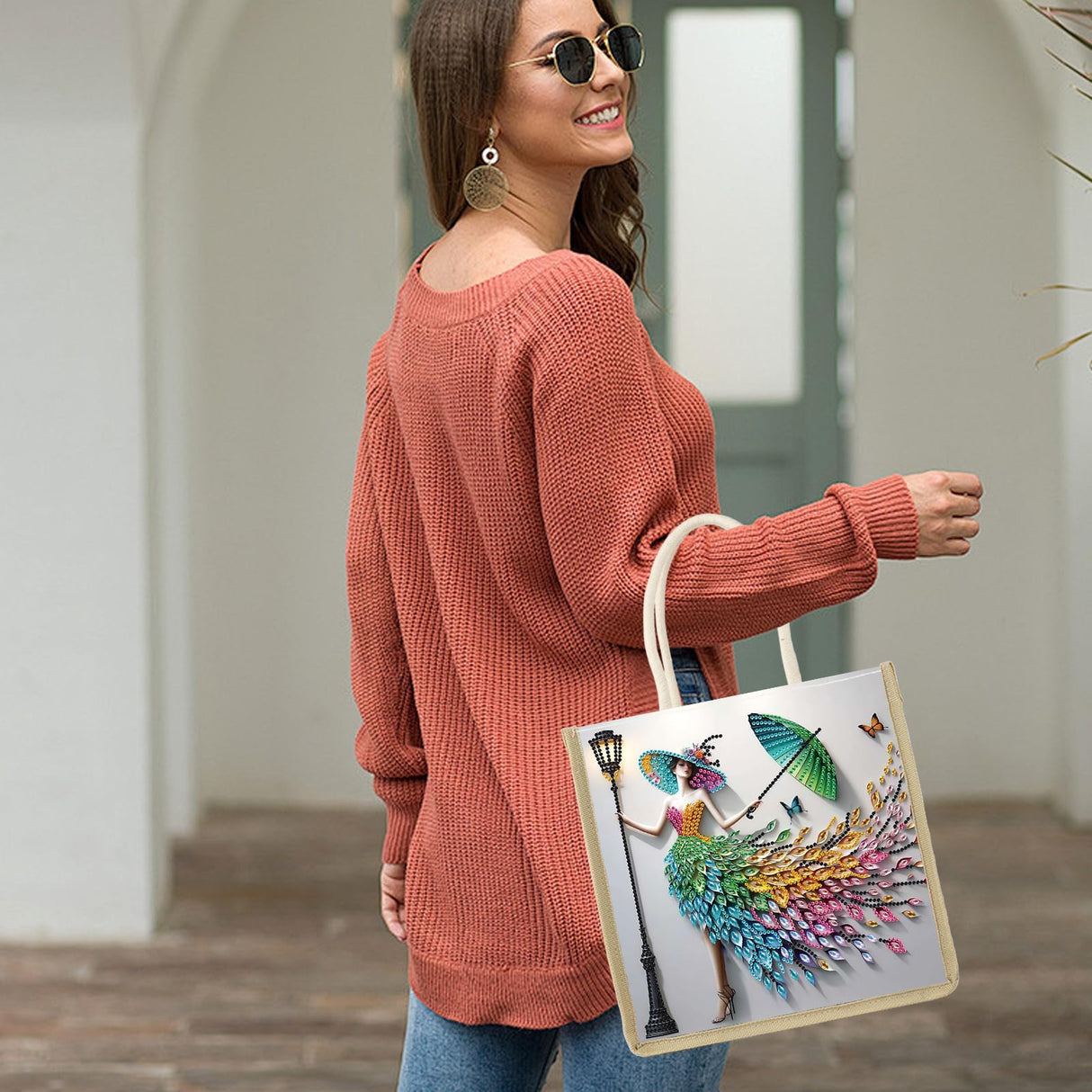 Tontut Diamond Painting kit Handbag Temperament Ladies DIY Handmade Diamond Pattern Creative Gift Large Capacity Commuting Leisure Bag Tontut