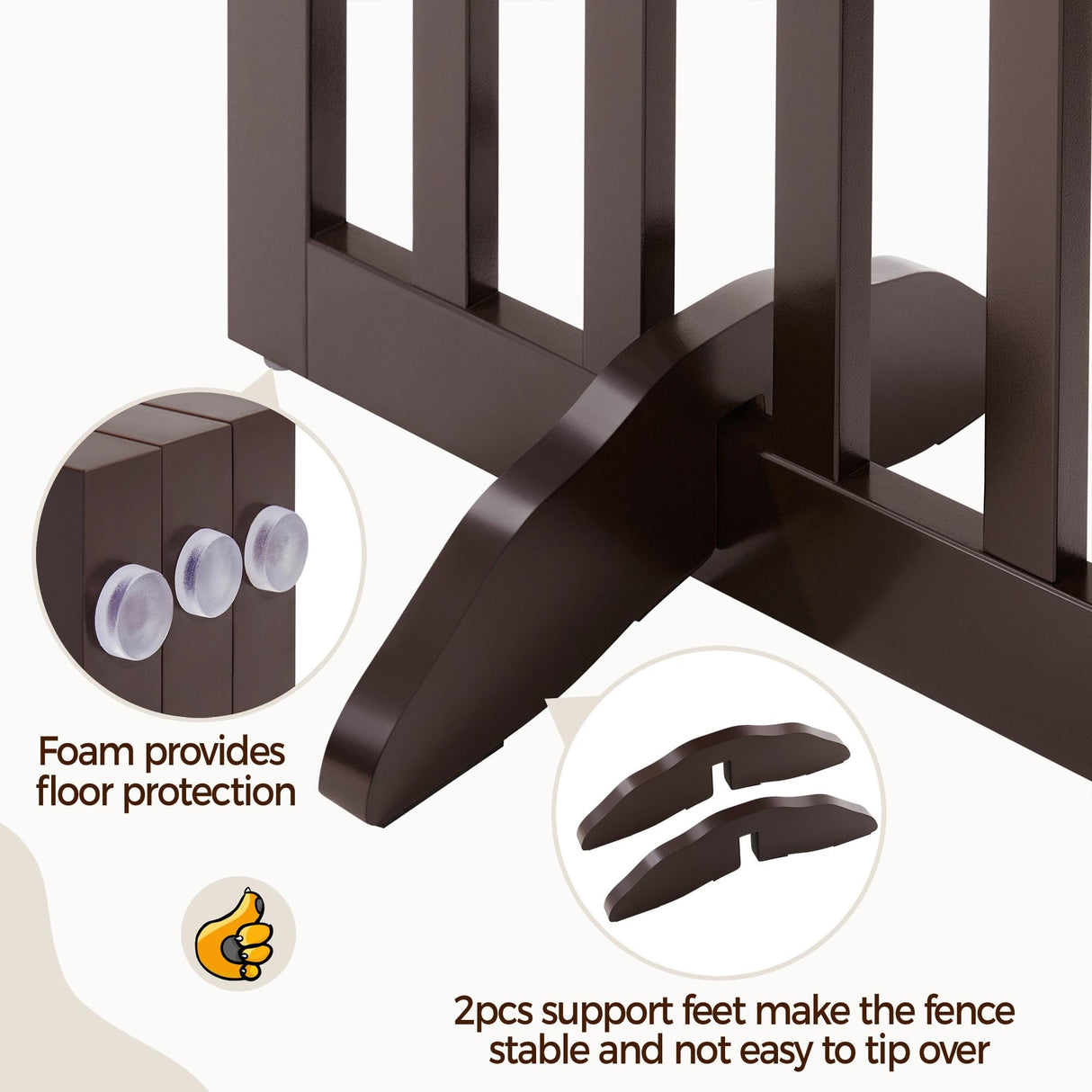 Yaheetech 36" H Extra Tall Freestanding Pet Gate 3-Panel Wooden Dog Fence with 2 Support Feet Folding Dog Gate for Indoor, Stairs, Doorways, Halls, Kitchen Wooden Pet Barrier Espresso, 60" L x 36" H Yaheetech