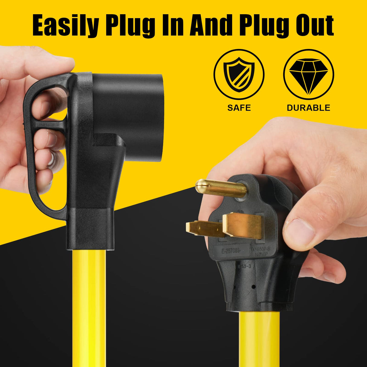 LAZMUMI NEMA 6-50P to 14-50R EV Charger Adapter Cord with 6-AWG Heavy Duty Adapter Cord for Tesla and Other EV Level 2 Charging LAZMUMI