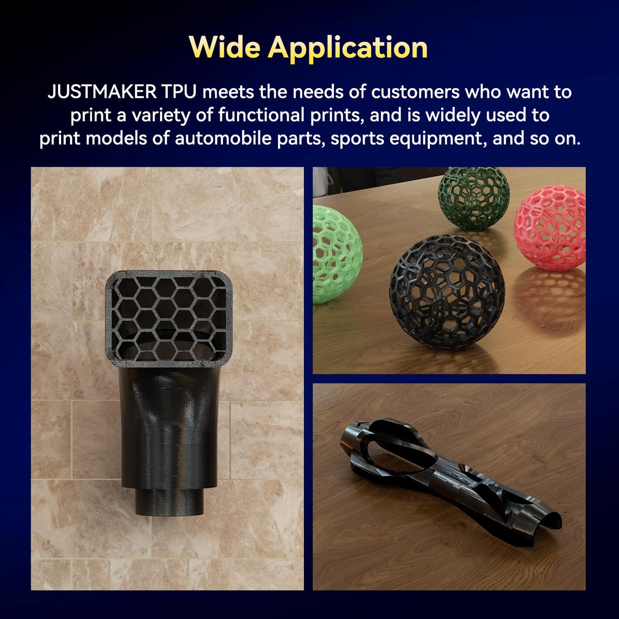 JUSTMAKER TPU 64D 3D Printer Filament, Flexible Materials with Superior Performance, Upgrade Cardboard Spool, 1kg, Dimensional Accuracy +/-0.05mm, 1.75mm, Flower Cyanine JUSTMAKER