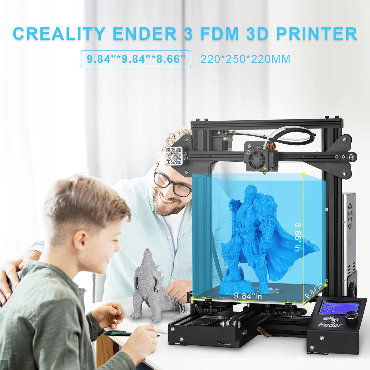 Official Creality Ender 3 3D Printer with Resume Printing Function and Stable Power Supply, High Precision Printing and High-standard V-profiles DIY 3D Printers Printing Size 8.66*8.66*9.84 inches Creality