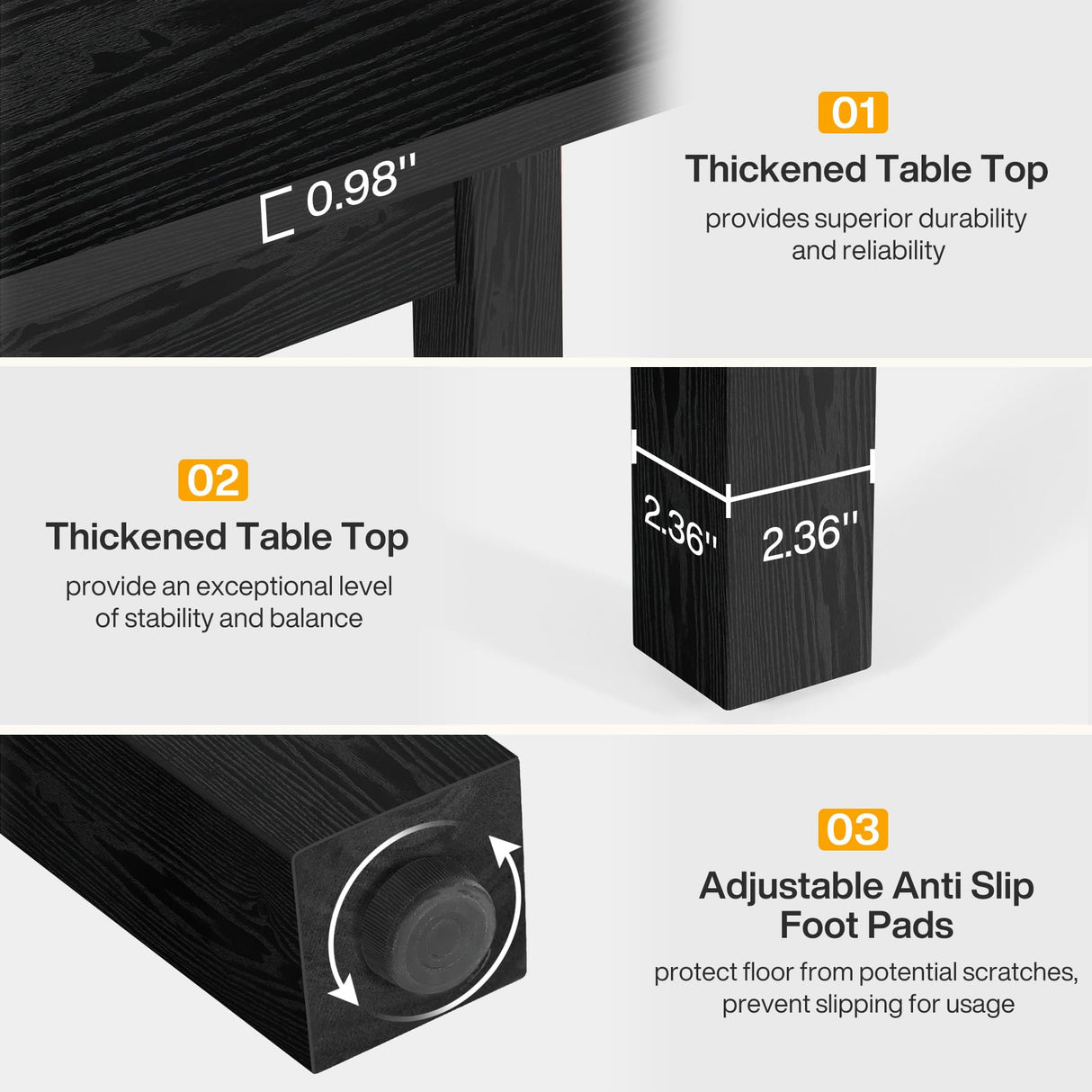 Tribesigns 6.57 ft Conference Table for 6 People, Wooden Small Square Meeting Seminar Table, Modern Boardroom Desk with Solid Wood Legs and Thickened Tabletop for Office Conference Room (2, Black) Tribesigns