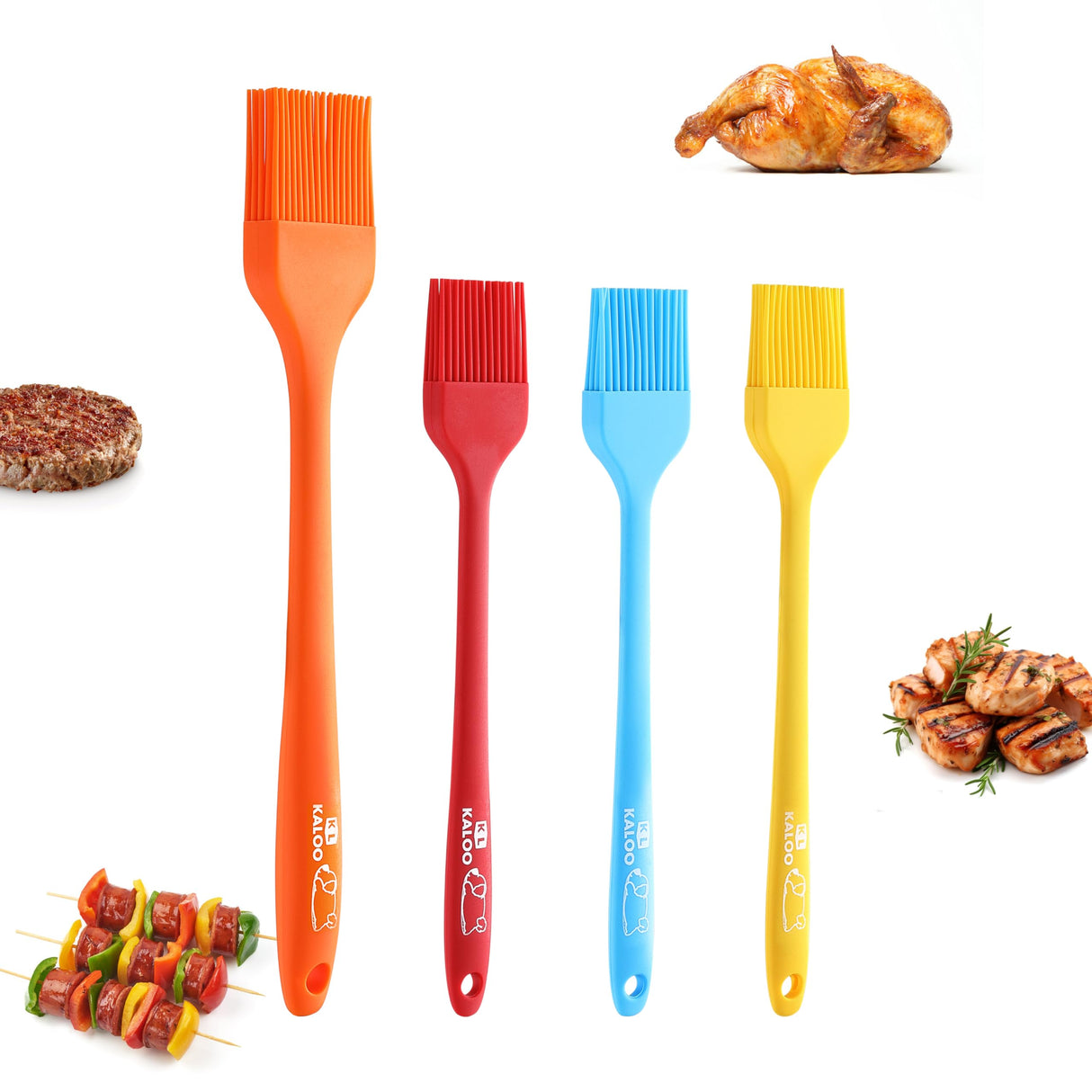4PCS Silicone Basting Pastry Brush, Kaloo Kitchen Cooking Brush for Food Butter Oil BBQ Sauce Baking, Heat Resistant & Dishwasher Safe (Stylish Dog Pattern) KL KALOO