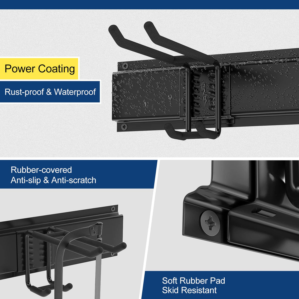 Garage Tool Organizer Wall Mount 13 PCS, Yard Garden Tool Organizer, Adjustable Tool Storage Rack with 8 Heavy Duty Hooks, Max Load 500lbs Garage Organization Ailadl