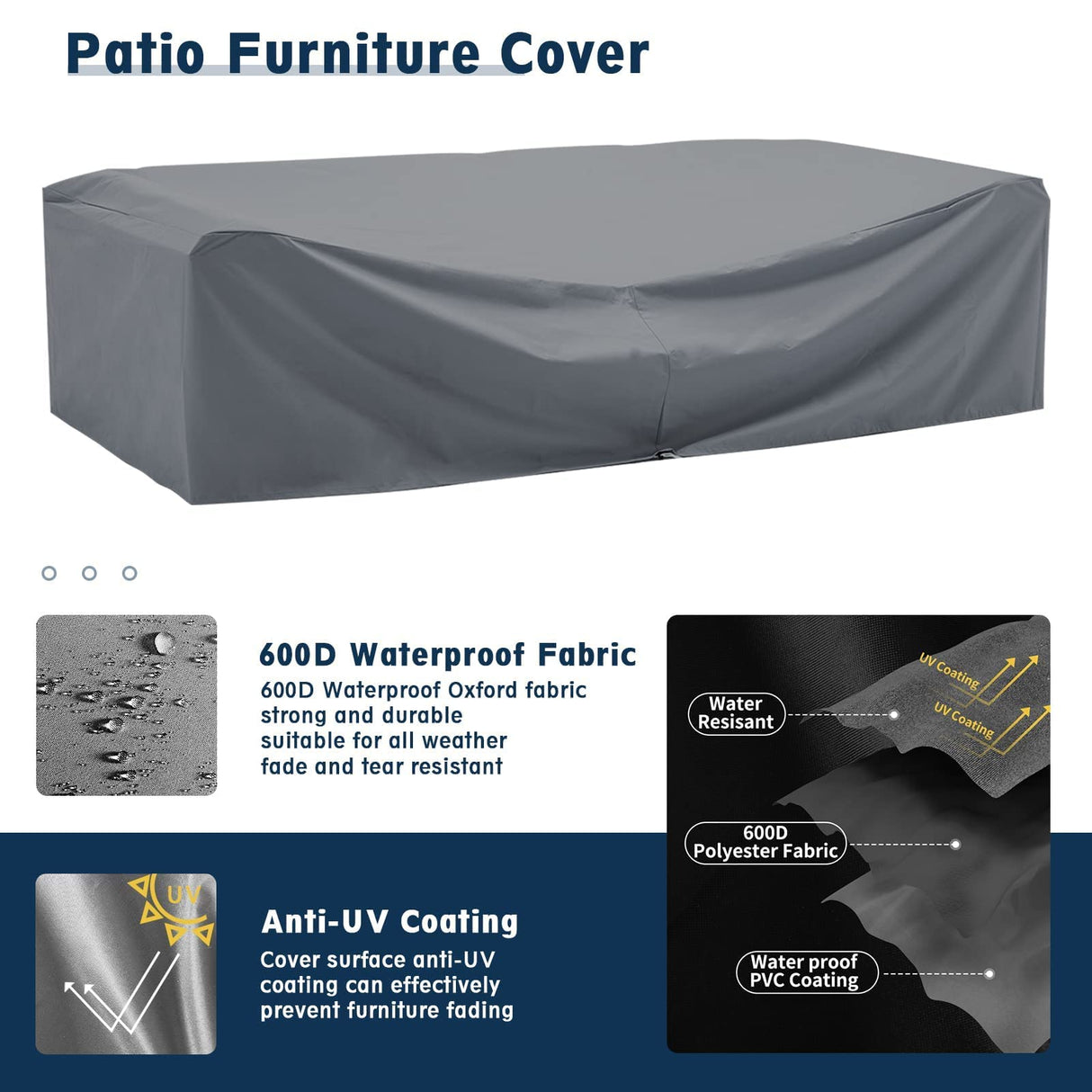 Amopatio Patio Furniture Set 7 Pieces Patio Conversation Set Outdoor Sectional Wicker Rattan Sofa with All-Weather Cover, Patio Furniture with Pillows Fits Porch Garden Backyard Balcony (Navy) Amopatio