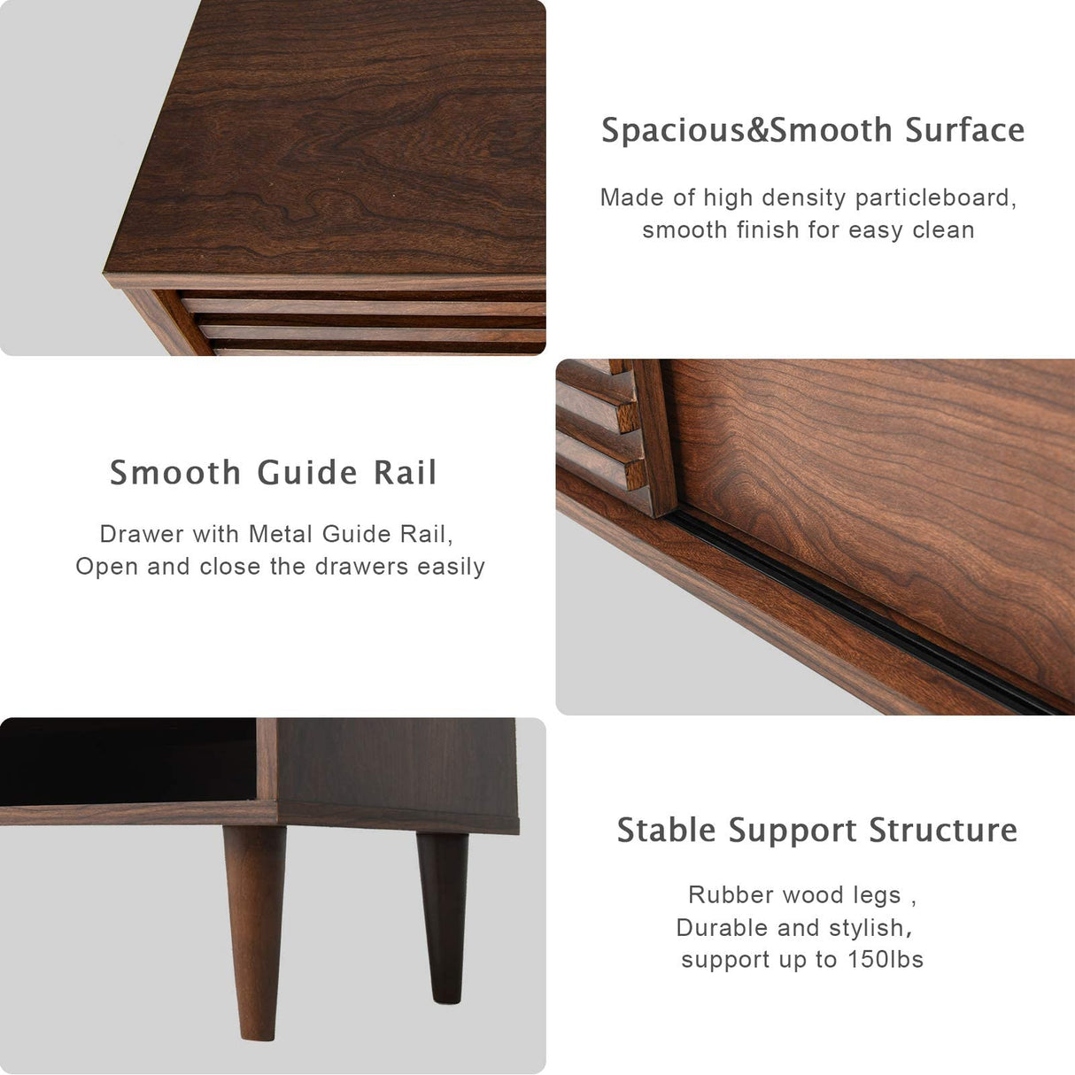 Mid-Century Modern TV Stand for TVs up to 65" Wood TV Console Media Cabinet with Drawer, Sliding Door Storage Cabinet, Open Shelf Home Entertainment Center for Living Room and Bedroom, Brown 59" Alohappy