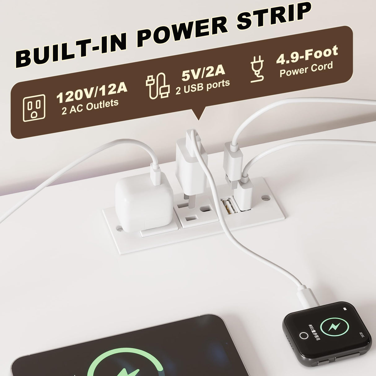 EKNKOZY Dresser TV Stand with 8 Drawers, Dresser TV Stand with LED Lights & Power Outlets, Bedroom Dresser, Chest of Drawers for 55'' Long TV, Wide Fabric Dresser (White) EKNKOZY