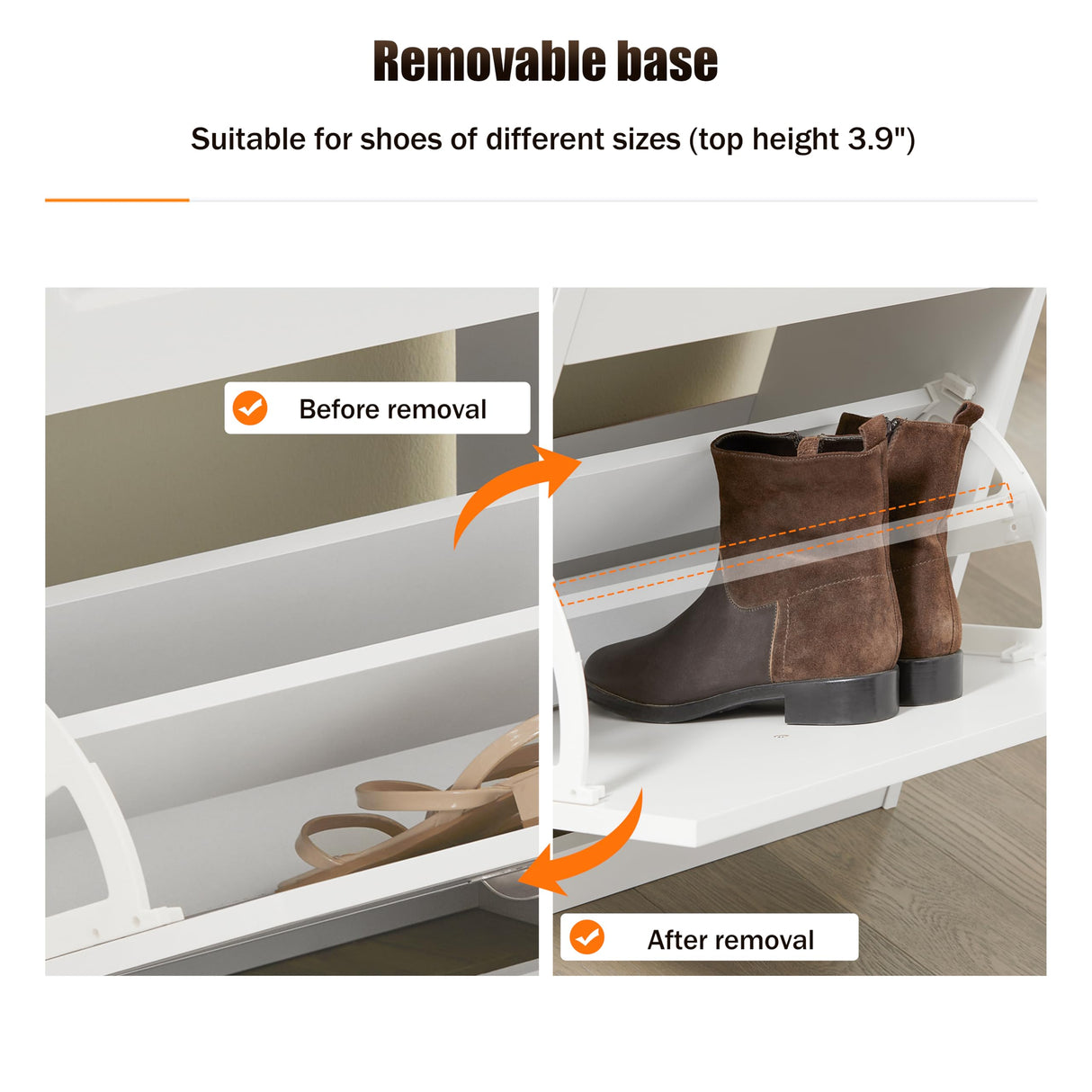 Haotian White Shoe Cabinet with 4 Flip Drawers, Large Freestanding Shoe Rack, Modern Shoe Organizer for Entryway, Hallway, Entance FSR79-W Haotian