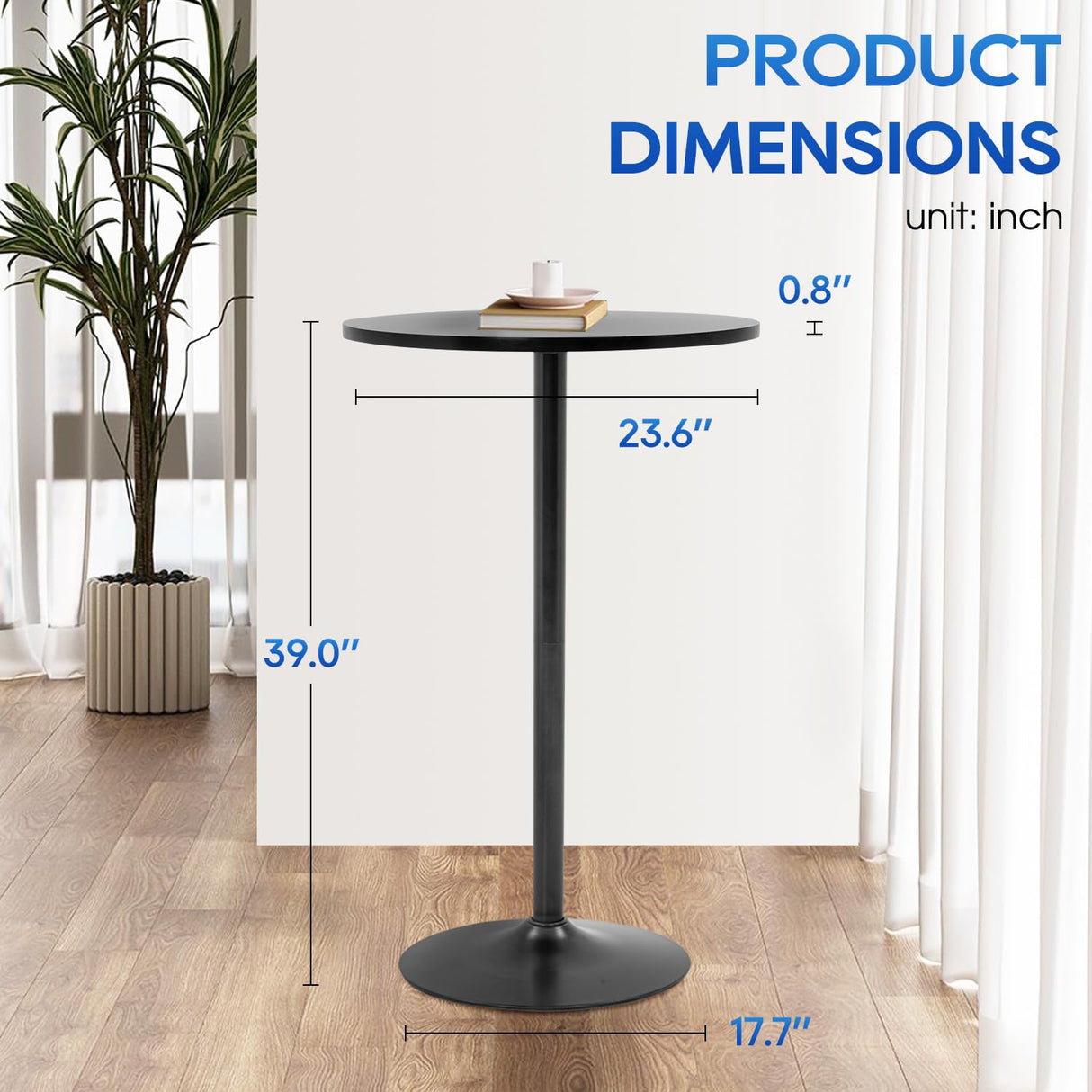 FDW Pub Table 40 Inch Height Cocktail Table Round Bistro Bar Table for Home and Kitchen Dining FDW