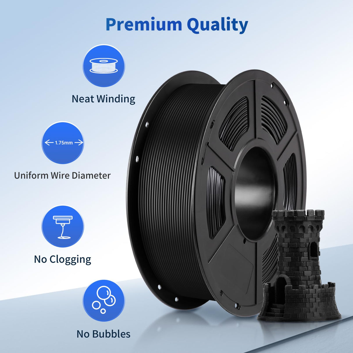 ANYCUBIC PLA Filament 1.75mm Bundle 3KG, 3D Printing PLA Filament 1.75mm Dimensional Accuracy +/- 0.02mm, 1KG Spool (2.2 lbs), 3KG Black ANYCUBIC