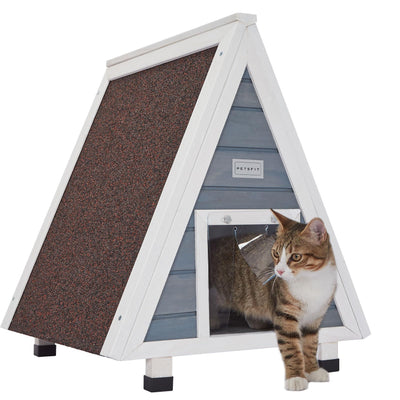 Petsfit Cat House for Outdoor Indoor Cats Weatherproof, Outside Feral Cat Shelter with Escape Door
