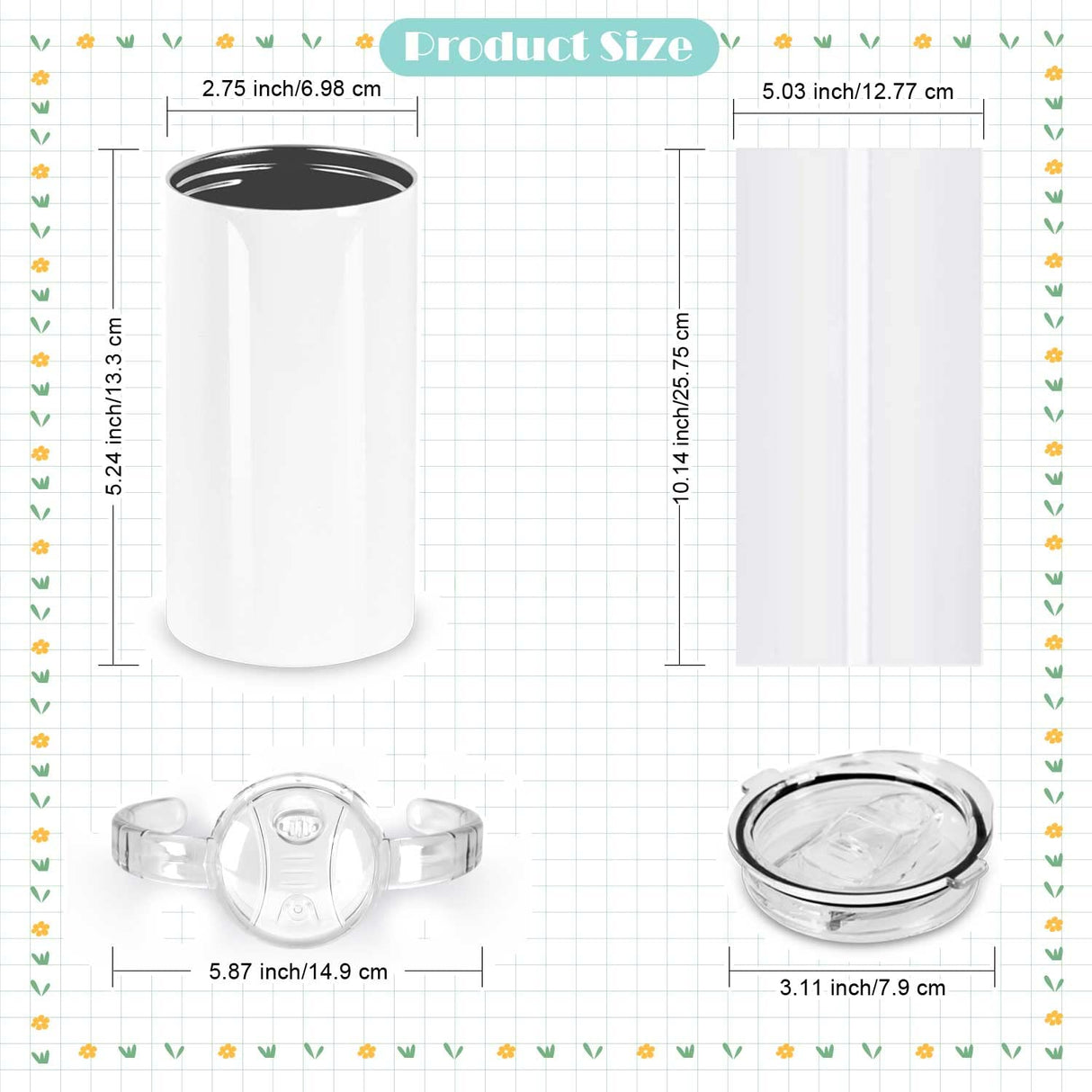 Wzaytia 12 Oz Sublimation Sippy Cup 6 Pack, Kids Sublimation Sippy Tumblers, Stainless Steel Sublimation Todder Water Bottle Wzaytia