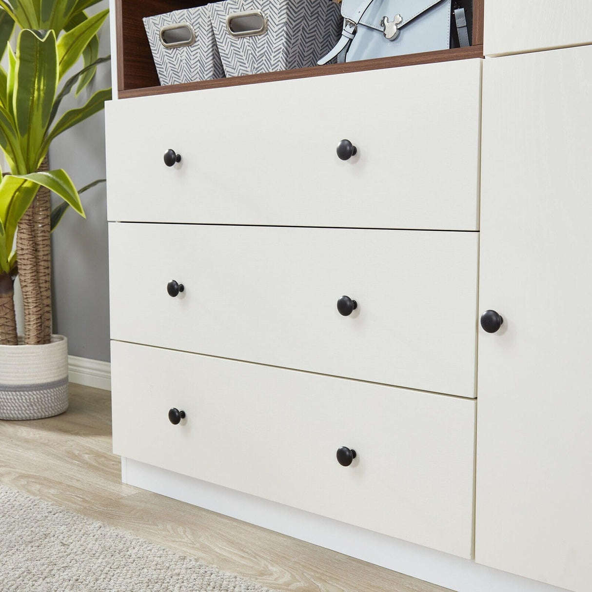 Generic Tall Wardrobe Armoire White 3 Door & 3 Drawers Bedroom Storage Cabinet Closet, Large, E126258846664 Generic