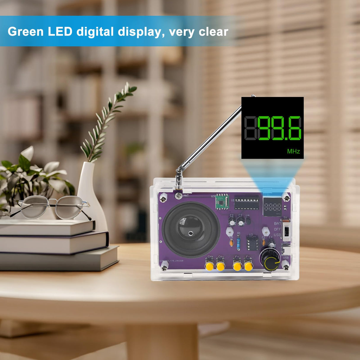 Radio with 2inch Speaker and Acrylic Case, DIY FM Radio Soldering Project, Electronic Soldering Practice Kit for High School STEM Education LEPANDA