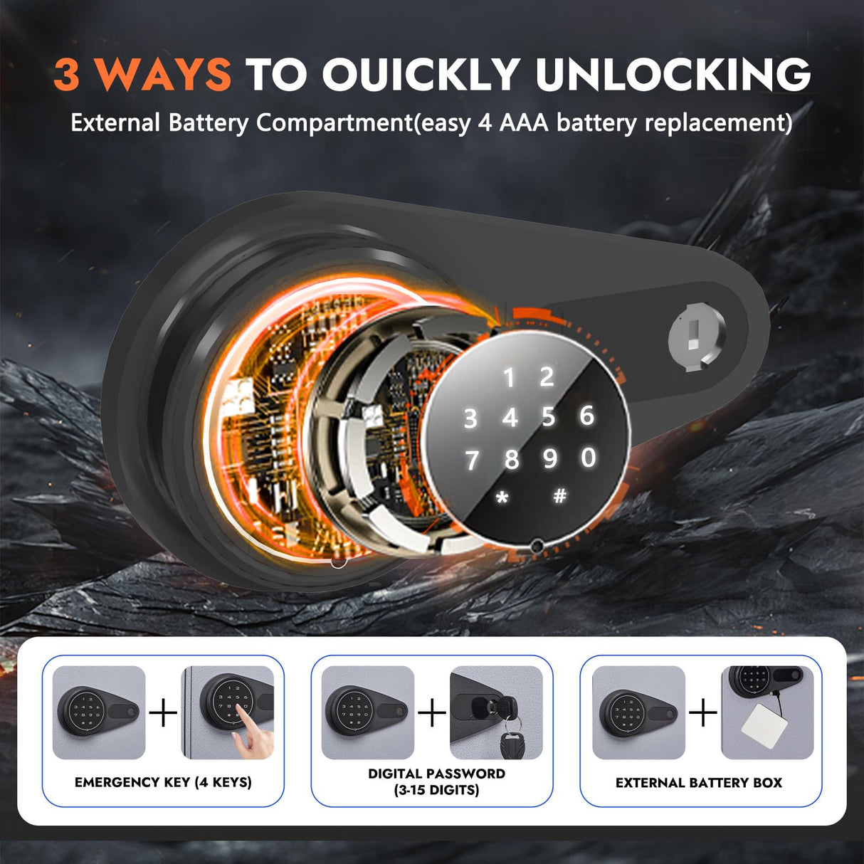 KAER 13-15 Gun Safe,Gun Safe for Rifles and Pistols,Double Layer Electronic Gun Cabinet,Gun Safes for Rifles Adjustable Gun Racks,Rifle Safes for Home with Separate Lockbox KAER