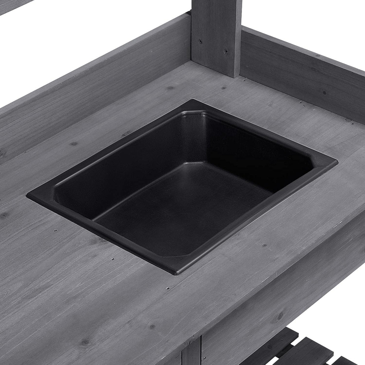 Yaheetech Outdoor Potting Bench Table Potters Benches Garden Workstation for Horticulture with Drawer/Adjustable Shelf Rack/Removable Sink/Hooks/Pads, Gray Yaheetech