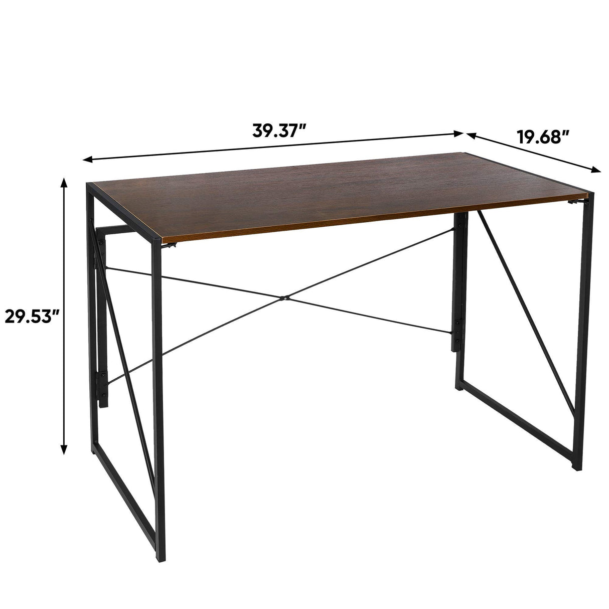 ZenStyle Folding Computer Desk, Writing Study Desks for Home Office, Corner Laptop Gaming Folding Table with Metal Frame, 39 Inches,Brown ZenStyle