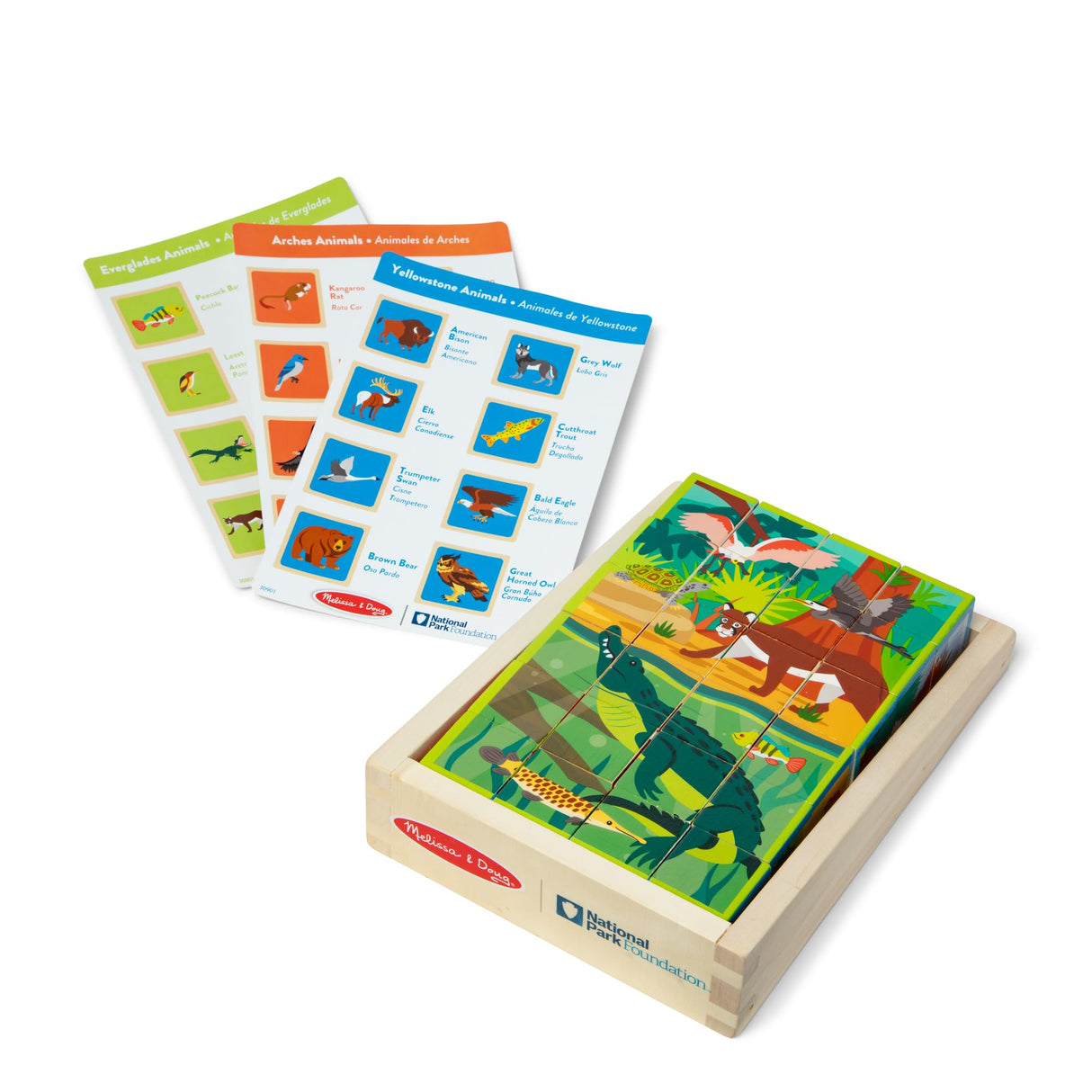 Melissa & Doug National Parks Alphabet & Animals 24-Piece Cube Puzzle (Everglades, Arches, Yellowstone) - FSC Certified Melissa & Doug