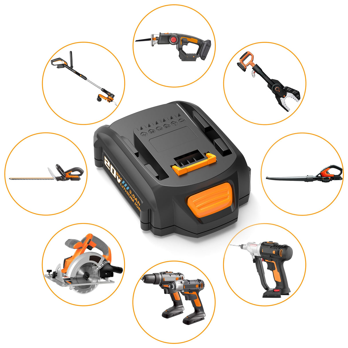 rebicacate 2 Packs 20v Lithium Battery Replacement for 20V PowerShare Battery for WA3520 WA3525 WA3575 WG151s WG155s WG251s WG255s WG540s WG545s WG890 WG891 rebicacate