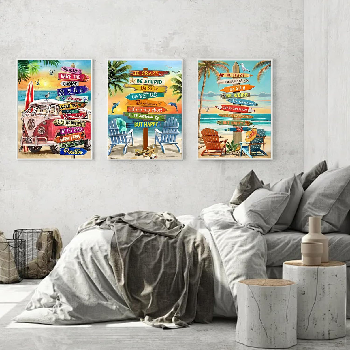 Diamond Art Kits for Adults Beginner- 3 Pack Tropical Beach DIY Diamond Painting Kits 5D Diamond Dots Gem Art Crafts with Tools- Round Full Drill Funny Crafts for Home Wall Decor&Gift 12x16inch Fairyland JinWenn