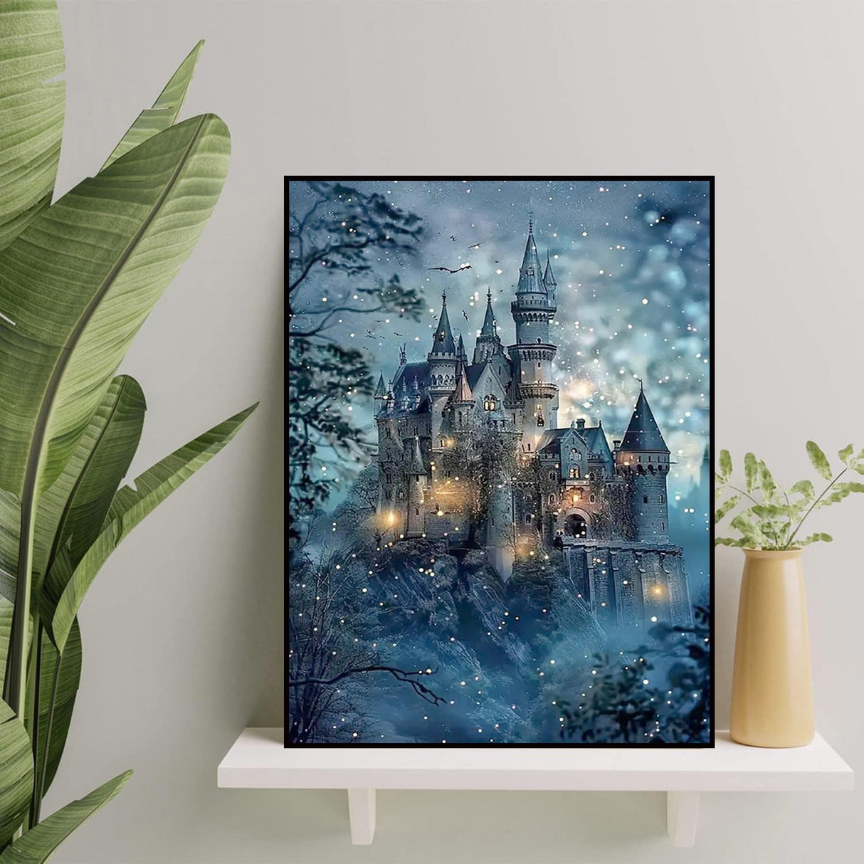 Ekuxom Night Castle Diamond Painting Kits for Adults, Diamond Art Kits for Adults, DIY 5D Round Full Drill Gem Art Kits for Gifts Home Wall Decor 12X16 Inch Ekuxom