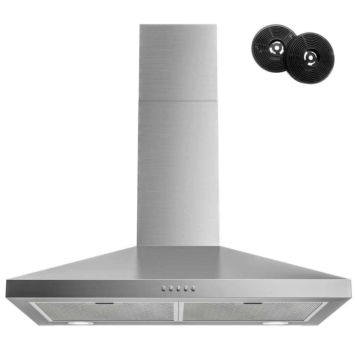 FIREGAS Range Hood 30 Inch, Stainless Steel Wall Mount Kitchen Hood 450 CFM with 3 Speed Exhaust Fan, Ducted/Ductless Convertible, Stove Vent Hood for Kitchen with Aluminium Mesh and Charcoal Filters FIREGAS