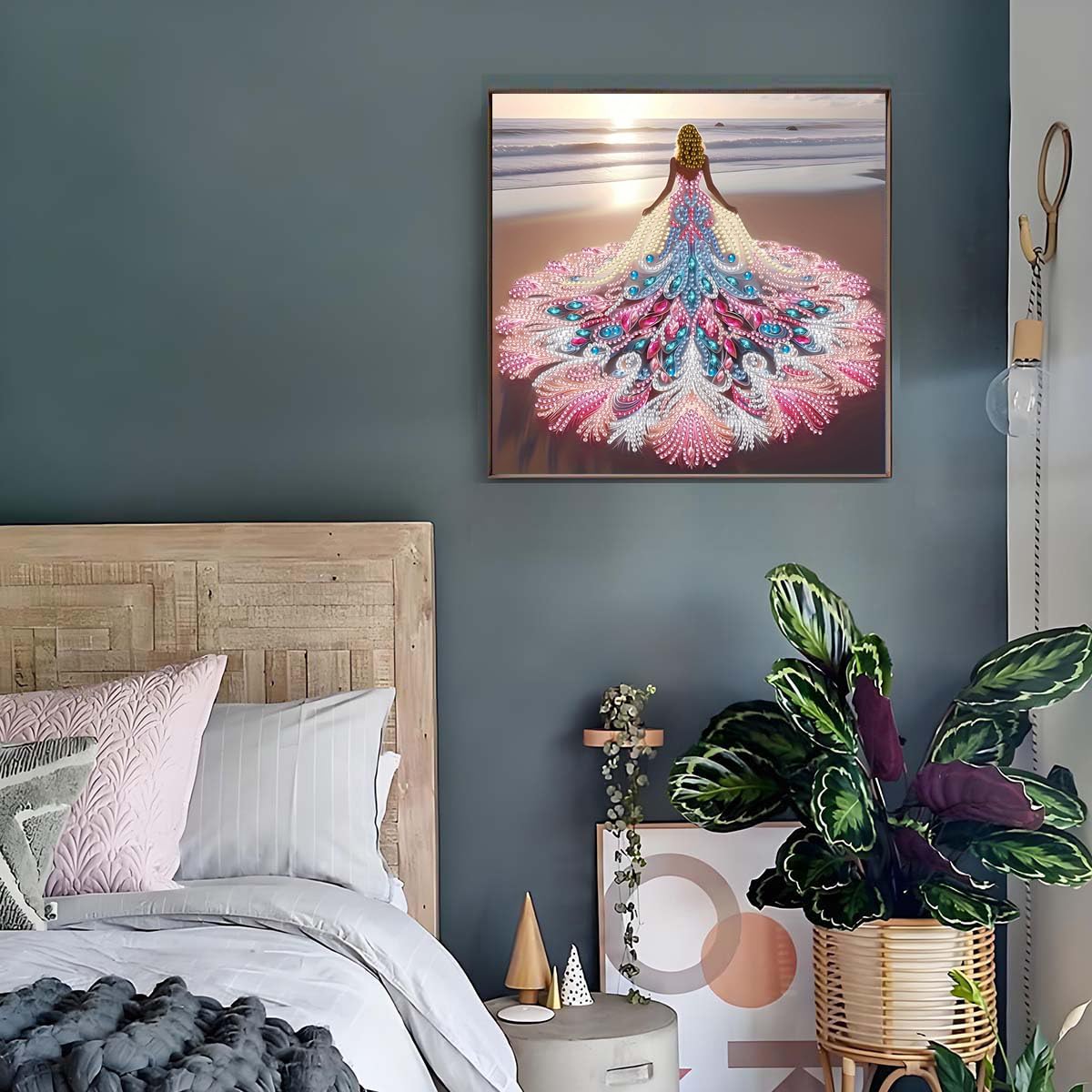 Beach Woman Diamond Art Kits for Adults,DIY Sunset Special Shaped Diamond Painting Kit for Beginners,5D Diamond Painting Crystal Rhinestone Gem Art for Home Wall Decor 11.8 X 11.8Inch GEMFAMILY