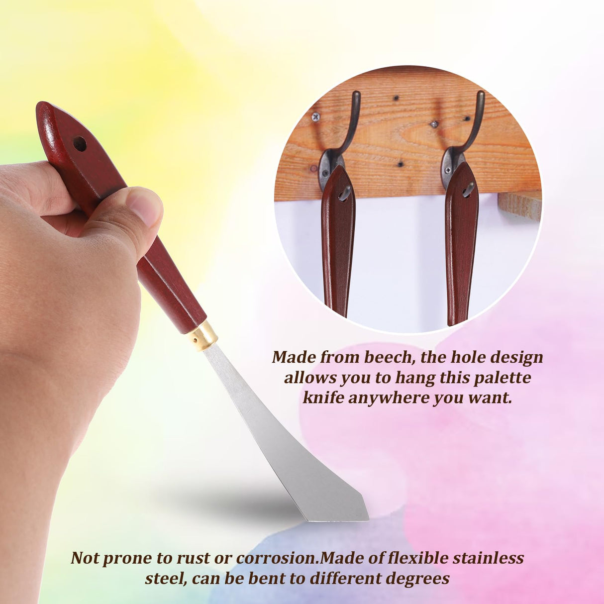 4Pcs Painting Knife Set Stainless Steel Palette Knife Color Mixing Scraper Painting Art Spatula with Wood Handle for Oil Canvas Acrylic Paintings Supplies Trinkrittey