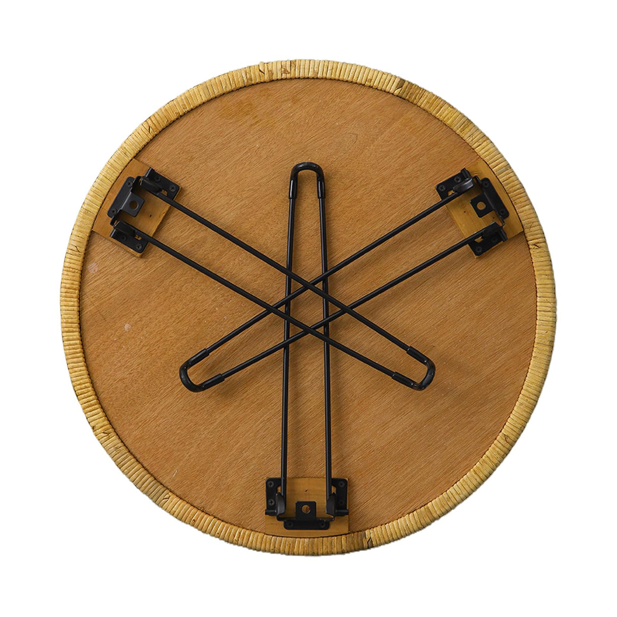 XQXJJZSP Boho Living Room Round Coffee Table 24 X 18 Inch, Handmade Decorative Coastal Wicker Side Tables, Foldable Rattan End Tables Bedroom Balcony Couch