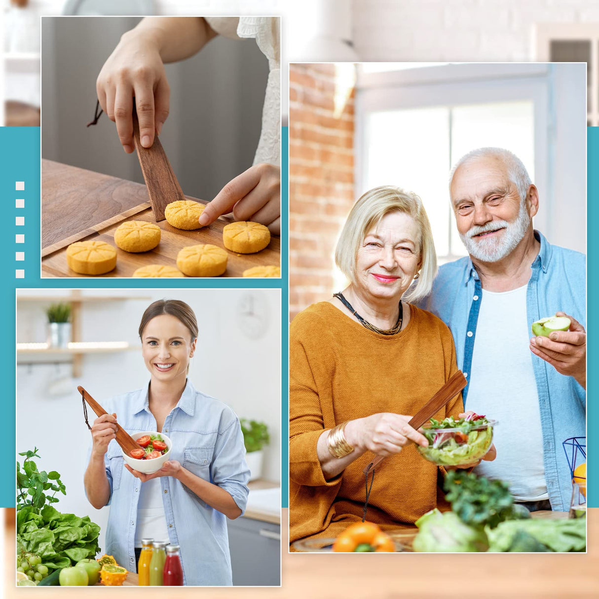 Yinkin 2 Pcs 9.8" Teak Wood Spatula for Cooking Flat Wooden Spatula Small Wooden Flipper Egg Scraper Iron Turner Wood Cooking Utensil for Kitchen Turning Flipping Serving Scraping Yinkin