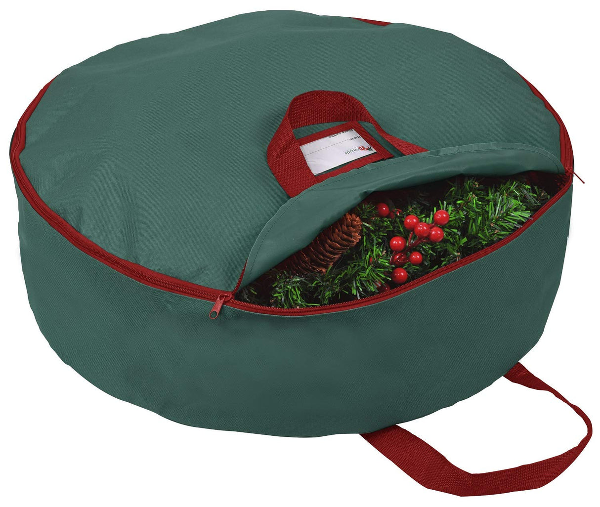 Primode Christmas Wreath Storage Bag 24"- Garland Wreaths Container with Handles - Durable 600D Oxford Polyester Material Holiday Wreaths Storage Holder 24” (Green) Primode