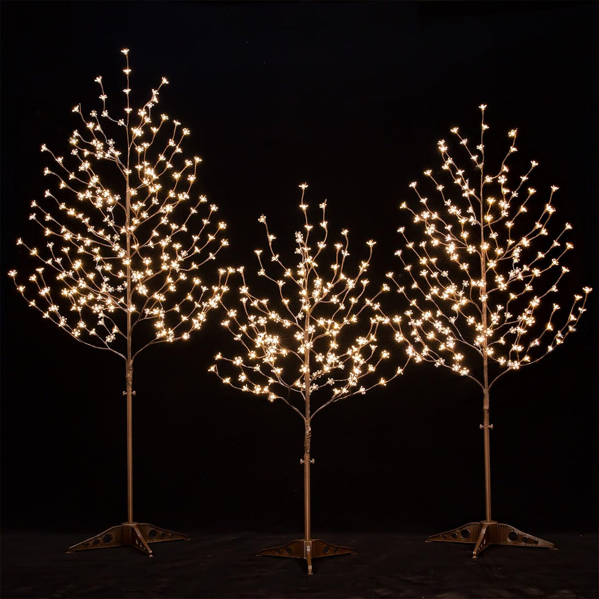 Tybeeu Lighted Cherry Blossom Tree Set 4ft, 5ft and 6ft with 144/184/240 Warm White LED Lights for Holiday Decor - Dimmable, UL Certified, Waterproof - Ideal for Indoor and Outdoor Decoration TYBEEU