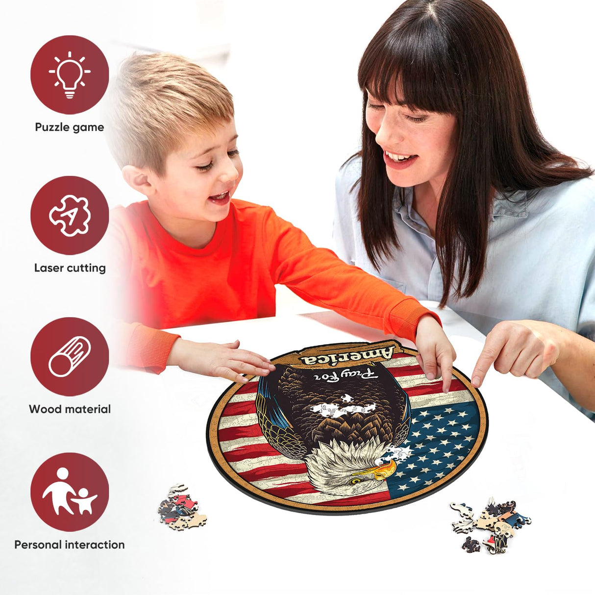 Reouinty Wooden Puzzle for Adults, Eagle Wooden Jigsaw Puzzles(11.1 * 11.2in-200pcs), Beautiful Wooden Puzzle with Box Birthday Gifts for Adults and Kids Family Game Reouinty