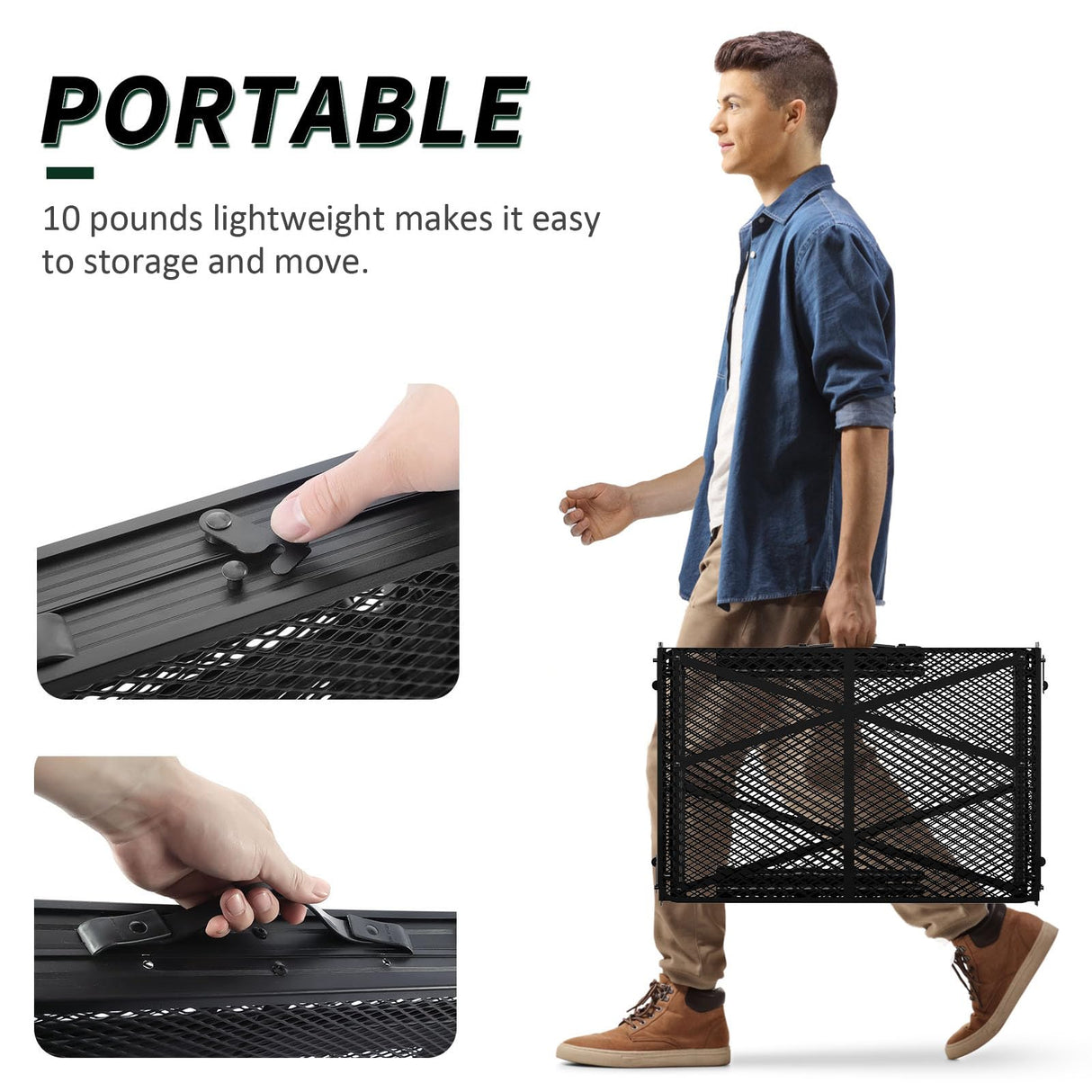 WildFinder Folding Gril Table, 4x2 FT Camping Table with Mesh Desktop,Height Adjustable Folding Grill Table with Mesh Bag,Portable Outdoor for Picnic,Camping,BBQ,Beach(Black) WildFinder