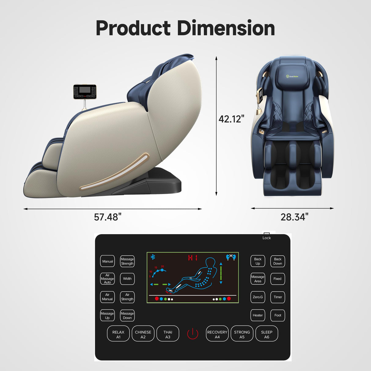 Real Relax 2025 Massage Chair Full Body, Zero Gravity SL-Track Shiatsu Massage Recliner with Heat, APP Control, Child Lock, Body Scan Bluetooth, Foot Roller, Favor 06, Blue Real Relax