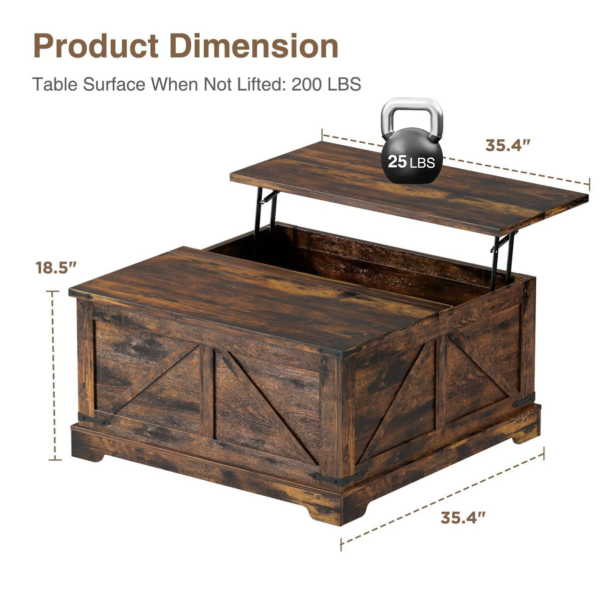 Vabches 35.4" Lift Top Coffee Table, Farmhouse Square Coffee Tables with Storage for Living Room, Center Table with USB Charging Station and Hidden Space, Grey Vabches