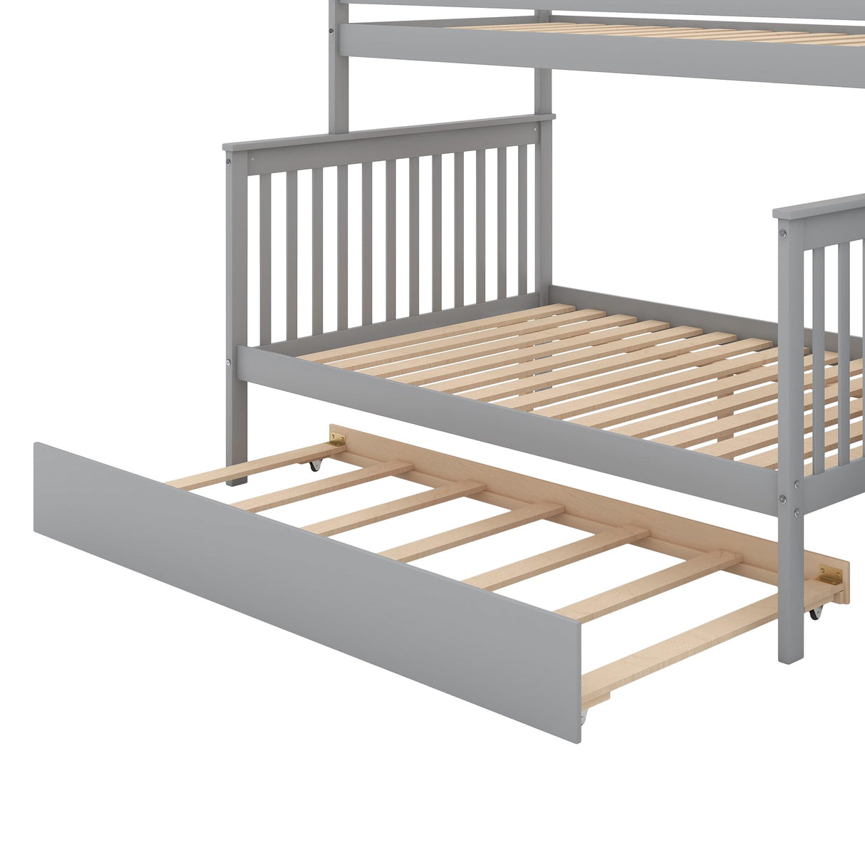 Harper & Bright Designs Bunk Beds Twin Over Full Size, Bunk Bed with Trundle,Storage Shelf and Stairway,Wood Bunk Beds with Full-Length Guard Rail for Kids and Teenagers,No Box Spring Needed, Grey Harper & Bright Designs