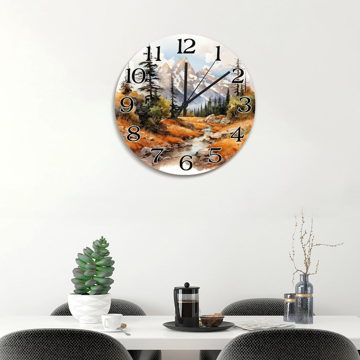 Guangpat Grand Teton National Park Tourist Attraction Wall Clock Grand Teton National Park Large Wooden Wall Clocks 15 Inch Modern Home Decor for Kitchen Bedroom Living Room Office Guangpat