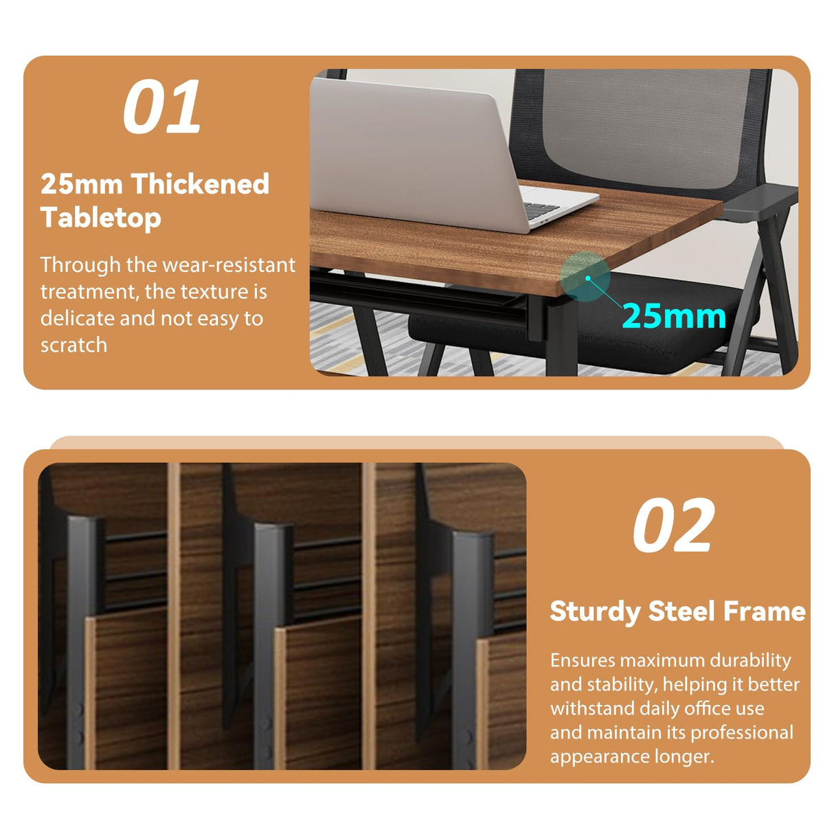 Folding Conference Table,Super Sturdy Large Rectangle Meeting Seminar Table for 12 Person,Mobile Conference Room Tables with Wheels,Modular Long Business Training Tables,Modern Office Seminar Tables VORDERRY