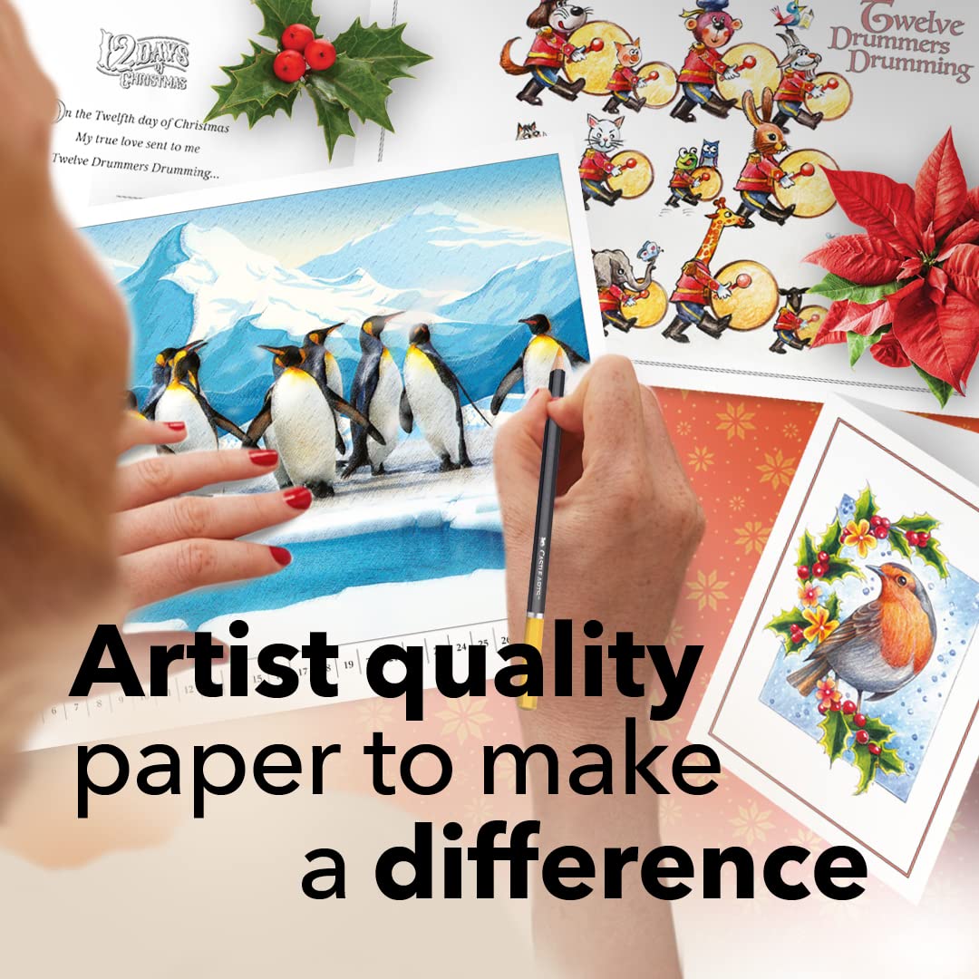 Castle Arts Christmas Colouring Book | Compendium of Cards, Calendar and Scenes Curated to Lift the Spirit | with Colour Reference Guide | No Show-Thru Artist Grade Paper | Frameable Landscape A4 Size Castle Art Supplies