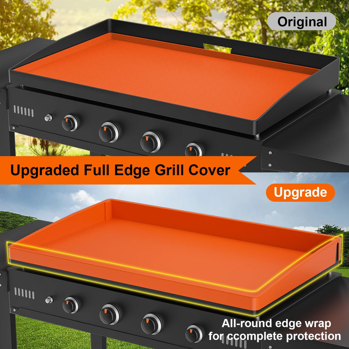 36 Inch Griddle Cover Silicone Protective Mat for Blackstone, Upgrade All-round Edge Silicone Grill Mat Griddle Protector Blackstone Accessories Protect from Dust & Rust MFTEK