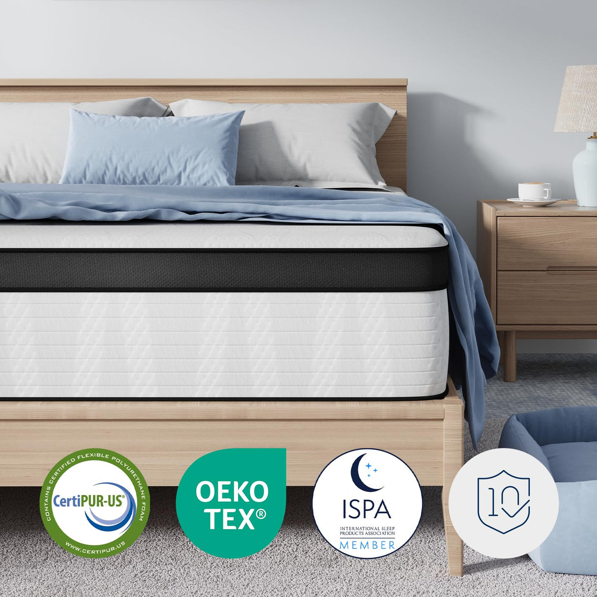 Avenco Queen Mattress, 14 Inch Medium Firm Queen Size Mattress in a Box, Hybrid Mattresses with Smarts™ Coil Pocket Springs for Motion Isolation, Strong Edge Support, CertiPUR-US Certified Avenco