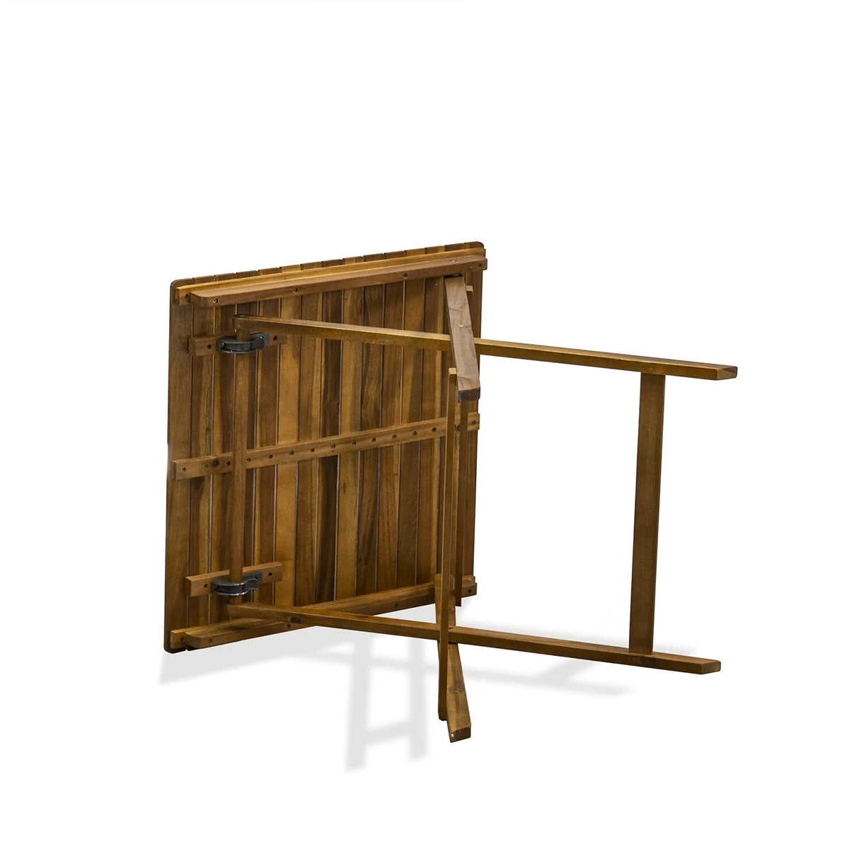 East West Furniture SEHD3CANA Selma 3 Piece Patio Bistro Set Contains a Square Outdoor Acacia Wood Coffee Table and 2 Folding Arm Chairs, 26x26 Inch, Natural Oil East West Furniture