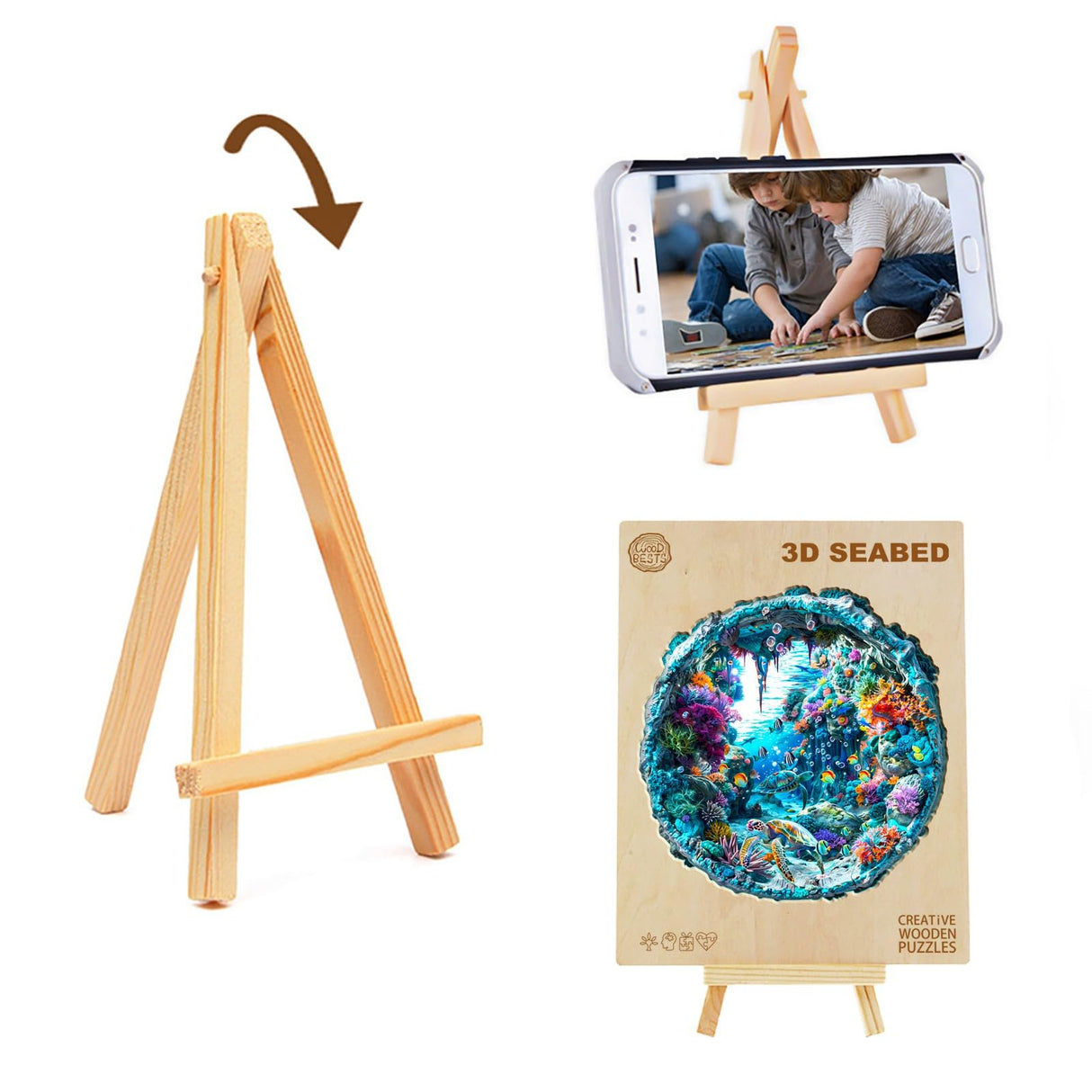 Wooden Puzzle for Adults-Wooden Puzzle Unique Shape Advanced 3D Seabed Wooden Jigsaw Puzzle for Adults and Kids,Best Gift,Wood Puzzles,Challenge Wooden Jigsaw Puzzle (S-8.5 * 8.3in-100pcs) Welsky