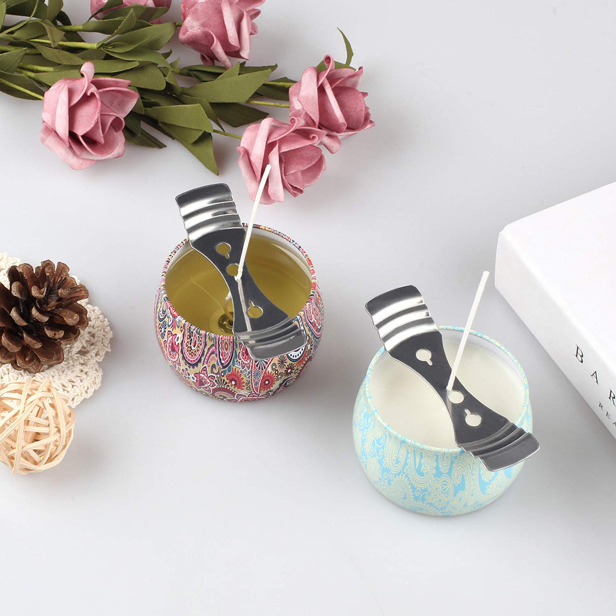 25pcs Metal Candle Wick Holder, Silver Stainless Steel Candle Wick Centering Devices for Candle Making DINGPAI